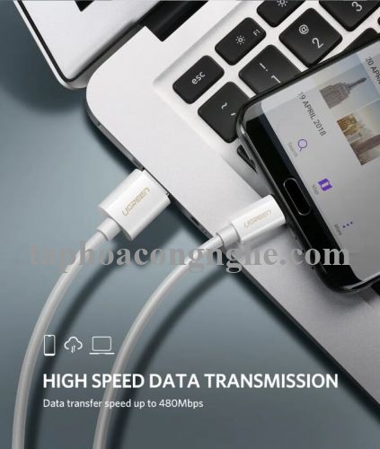 Ugreen 40887 0.5M 5A màu Trắng Dây USB sang USB Type-C vỏ ABS US253 30040887
